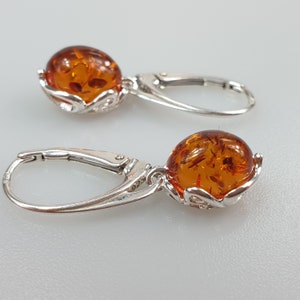 Small Amber earrings. Brown Baltic Amber and Sterling silver 925. Amber jewelry. Silver earrings. Bernstein Ohrringe. Ambra. boucles d'oreil image 7