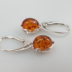 Small Amber earrings. Brown Baltic Amber and Sterling silver 925. Amber jewelry. Silver earrings. Bernstein Ohrringe. Ambra. boucles d'oreil image 8