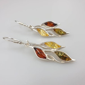 Ear wire Earings, amber earrings. Certificated Baltic Amber earrings, sterling silver 925 amber jewelry  Pendientes Ambra. Long dangles gift