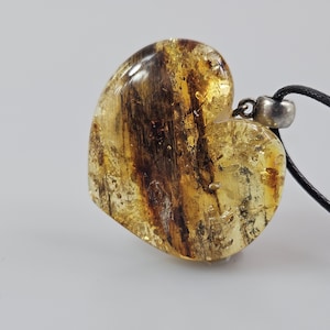 Green Amber heart shape Pendant Christams gift Gemstone Love gift Gift for mother big pendant