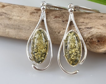 Amber earrings, sterling silver 925 earrings, bernstein ohrringe Certificated Amber. Silver set. Amber set. Amber pendant. Green Amber set.