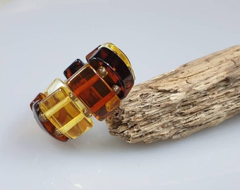 Adjustable elastic Baltic Amber Ring – Natural Handmade Bernstein Jewelry