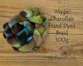 Charollais hand dyed braid in 'Magic ' 100 g  3.5 oz