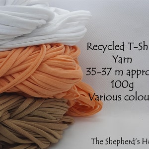 Recycled T- Shirt yarn ribbon for art knitting, crochet, or weaving 100 g. Varoius colours