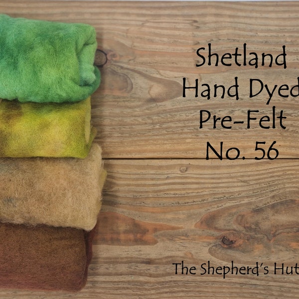 Shetland Filz handgefärbt. Sortiment Auswahl. Nr. 56 Vier Stück ca. 23cm x 23 cm.