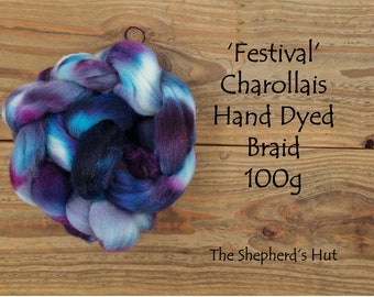 Charollais hand dyed braid in 'Festival' 100 g  3.5 oz