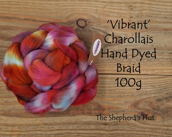 Charollais hand dyed braid in 'Vibrant ' 100 g  3.5 oz