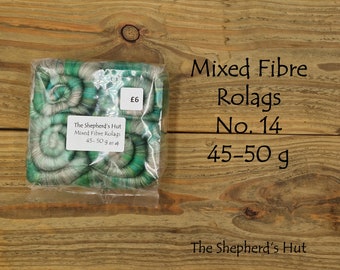 Mixed Fibre Rolags No. 14  for spinning and fibre craft.