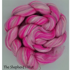 Merino, Tencel, Stellina &#39;Unicorn&#39; Blended Top 100 g ( 3.5 oz) braid for spinning and felting.