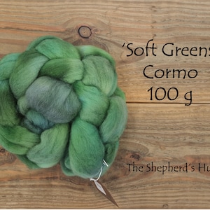 Cormo hand dyed braid &#39;Soft Greens&#39; 100 g  3.5 oz