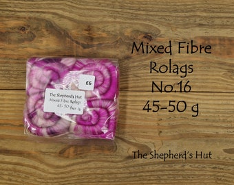 Mixed Fibre Rolags No. 16  for spinning and fibre craft.