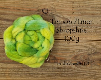 Shropshire hand dyed braid 'Lemon/LIme' 100 g