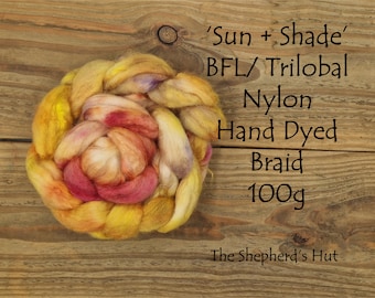 BFL /Trilobal Nylon hand dyed braid 'Sun + Shade' 100 g