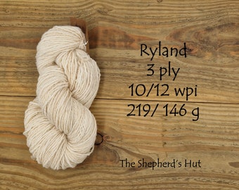 Hand Spun 'Ryland'  3 ply Yarn 219m 146g.