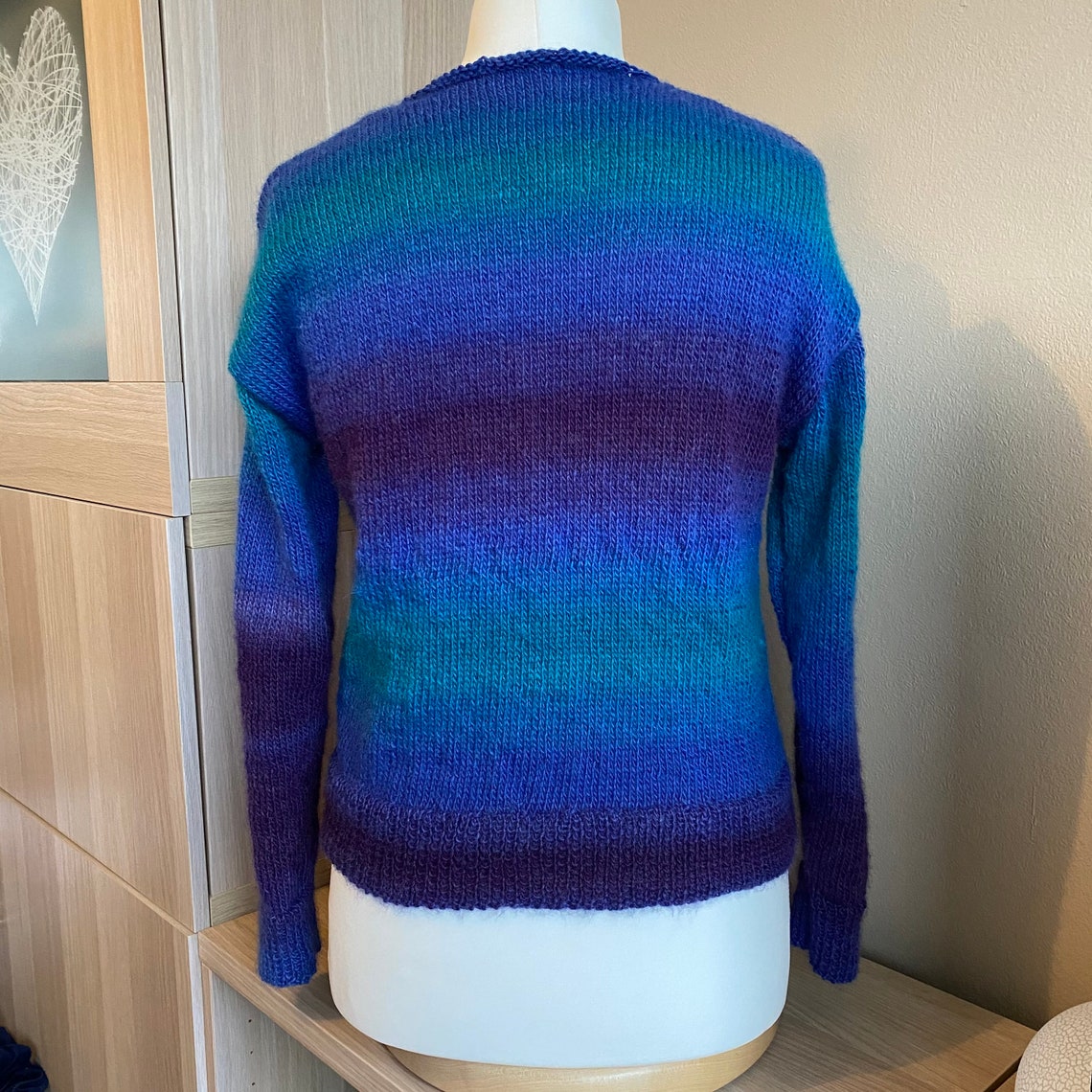 Wool/Acrylic Ladies Jumper / Blue Purple Green Jumper / Casual Etsy