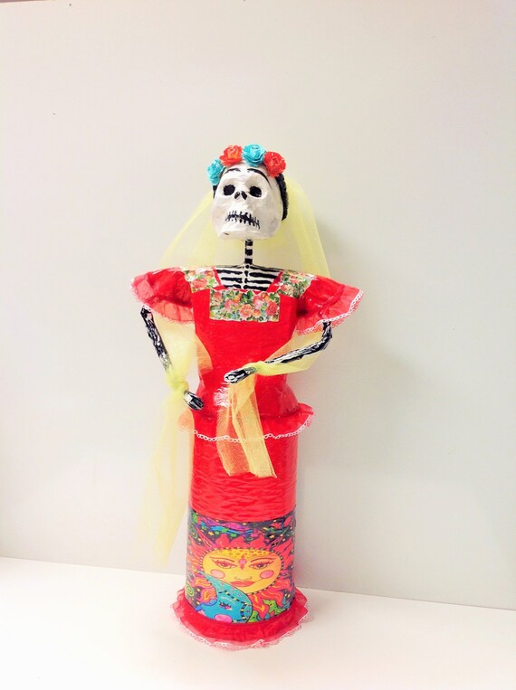 Large La Catrina Papier Mache Figure 24 Dia De Los Etsy