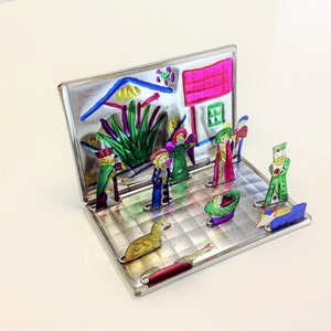 Nativity Scene Mexican Nativity Set Handmade Painted Tin Mexican Nativity Scene Miniature Mini Pesebre de Laton Miniatura Christmas Decor
