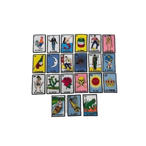 Loteria Iron-On Patch Classic Small Patches Appliques Applications La Loteria Different Card Images