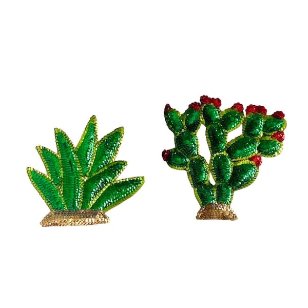 Cactus Sequin Applique/Patch / Salive Sequin Applique.