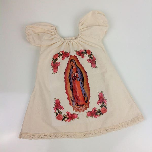 Our Lady of Guadalupe Mexican Dress Handmade Baby Toddler Girls Mexican handmade Dress Vestido Mexicano Different Sizes Virgen de Guadalupe