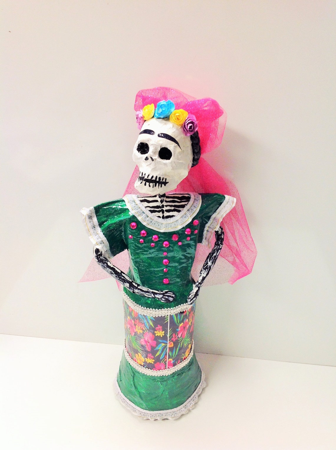 Large La Catrina Papier Mache Figure 24 Dia De Los Etsy