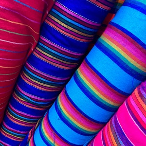 By the Yard Mexican Fabric Striped Cambaya Serape Ethnic Zarape Colorful Stripes - Por Yarda - Different Colors to Choose