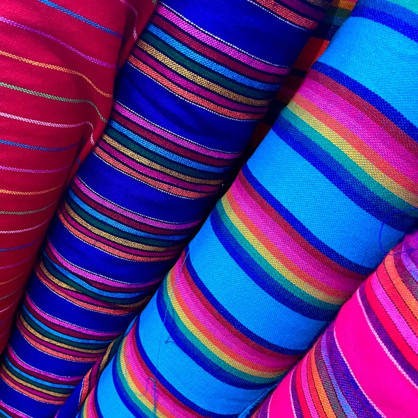 By the Yard Mexican Fabric Striped Cambaya Serape Ethnic Zarape Colorful Stripes - Por Yarda - Different Colors to Choose