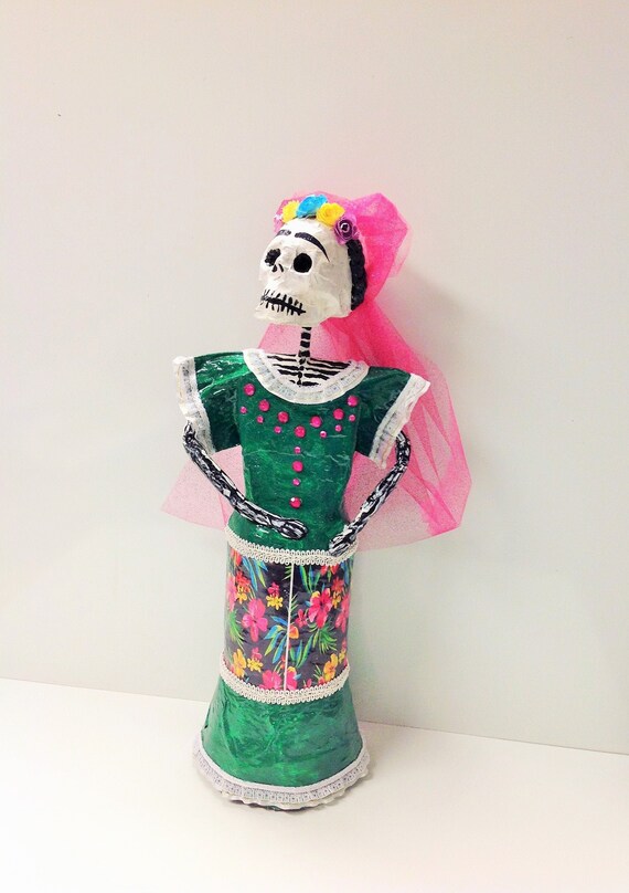 Large La Catrina Papier Mache Figure 24 Dia De Los Etsy