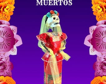 Large La Catrina Papier Mache Figure 24&quot; Dia de Los Muertos Day of the Dead Handmade Paper Mache
