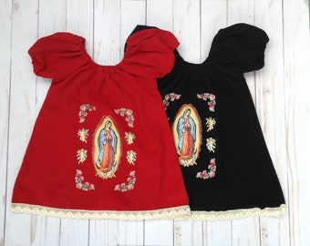 Mexican Maxi Dress Virgen de Guadalupe 2pc Ivory Manta Embroidery Peasant Vtg Mexican Maxi Dress Virgen de Guadalupe 2pc Ivory Manta Embroidery Peasant Vtg