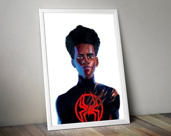Miles Morales Across the Spiderverse Drawing | A3 Giclée Art Print | Wall Art | Marvel Poster