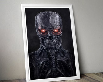 Terminator Rev-9 Art Print: Hand-Drawn A3 Sci-Fi Artwork
