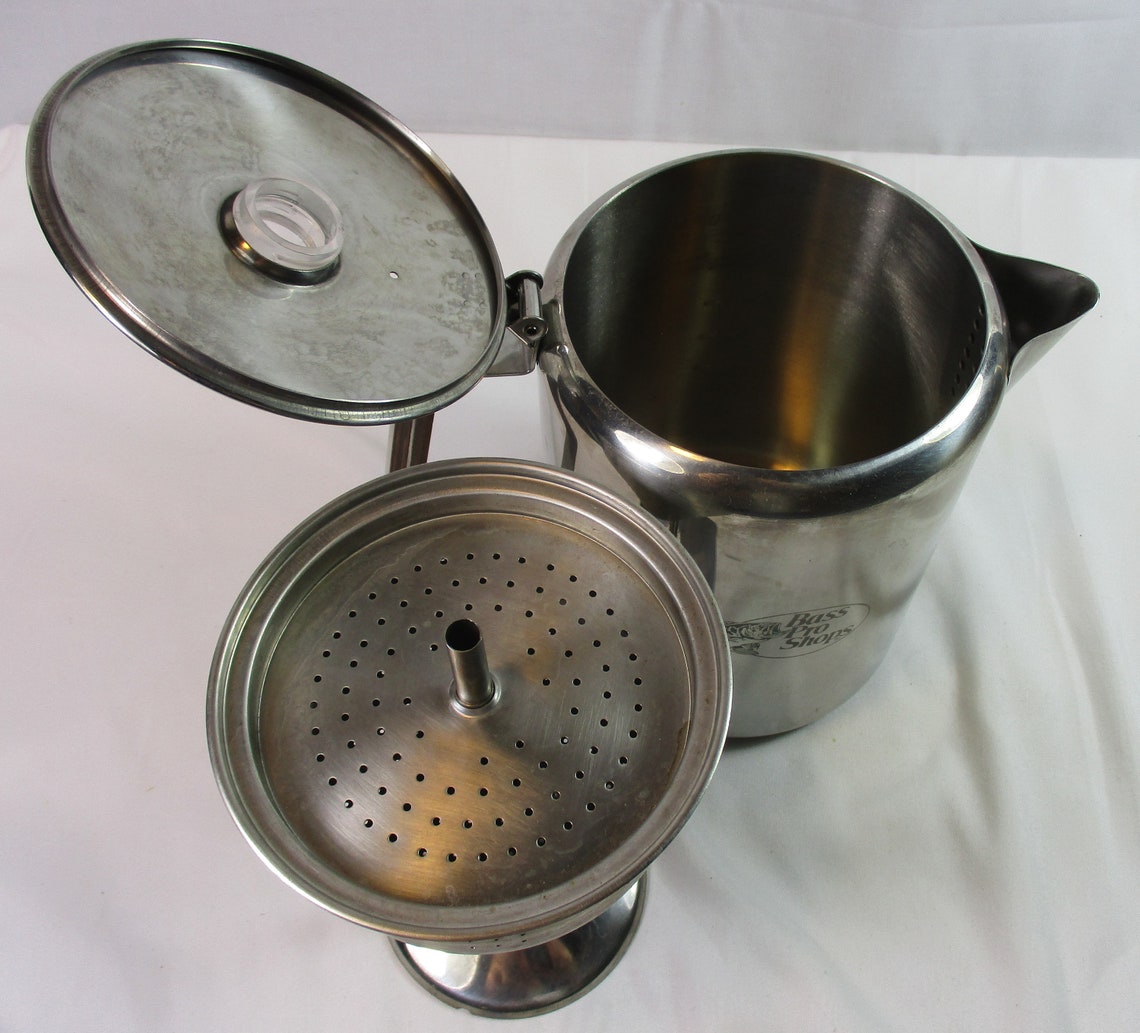 Vintage Bass Pro Shops Stainless Steel 12cup Percolator W/ Etsy