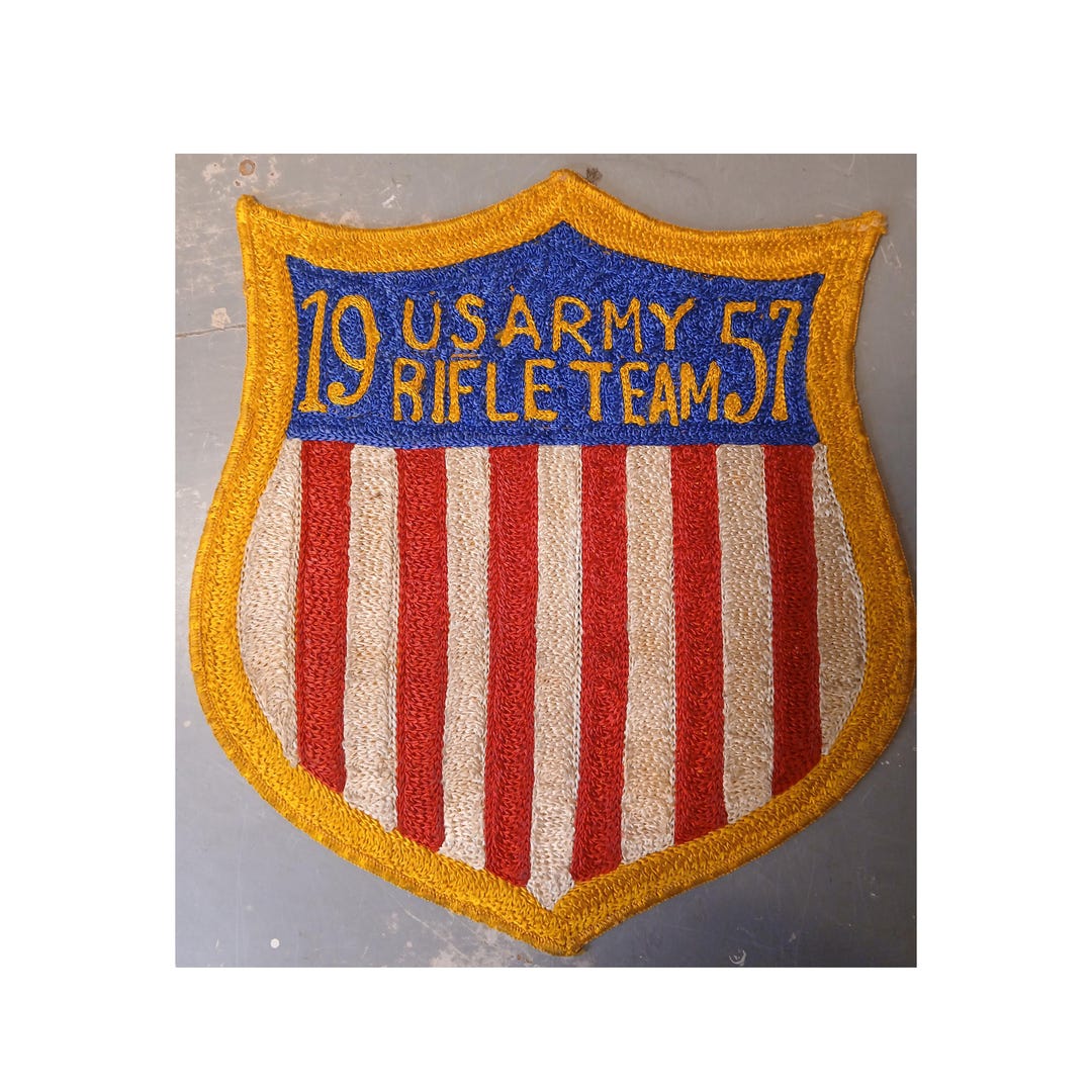 Vintage 1957 US Army Rifle Team Large Back Jacket Shield Patch | 8