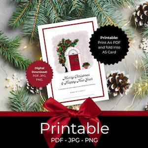 Carta regalo donazione natalizia A4 stampabile, carta regalo di beneficenza A4 stampabile piega in carta A5, carta regalo donazione, carta regalo di beneficenza natalizia