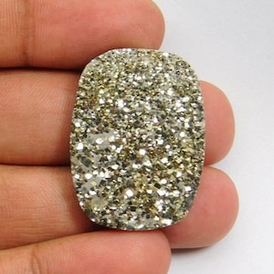 100% Natural Pyrite Druzy Gemstone Round Shape Stone Golden Pyrite Druzy Apache Gold Loose Stone For Pendant Jewelry Making 92 Cts. N-02