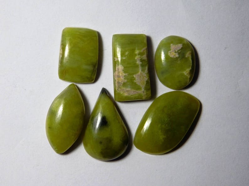 Cheetah jade Loose cabochon gemstone Top Quality Natural Green Cheetah Jade gemstone for jewellery 43 Cts #5996N 06 Pcs Lot Low Price