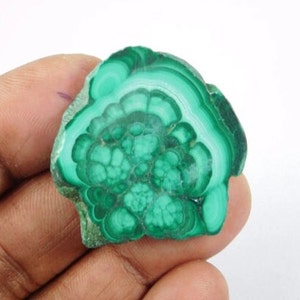 Malachite Slice Gemstone, Natural Malachite Slice, Green Malachite Slice Malachite Cabochon Loose Stone For Making Jewelry 70 Cts. N-546