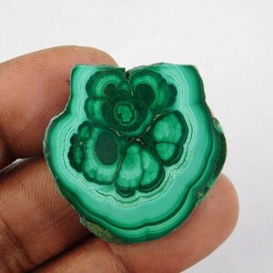 Malachite Slice Gemstone, Natural Malachite Slice, Green Malachite Slice Malachite Cabochon Loose Stone For Making Jewelry 70 Cts. N-546