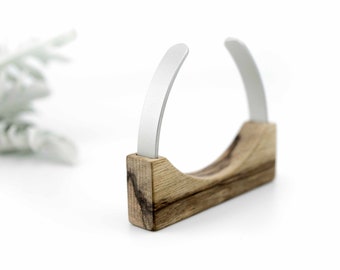 Open wooden cuff bangle, made with anodized aluminium, Statement style Jewelry, can be a perfect gift for a girlfriend.