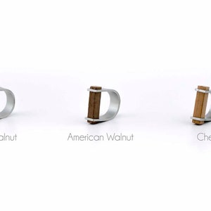 Contemporary fashion Walnut wooden bar ring, made of walnut wood and an aluminium band, unisex fashion. image 10