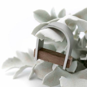 Contemporary fashion Walnut wooden bar ring, made of walnut wood and an aluminium band, unisex fashion. image 5