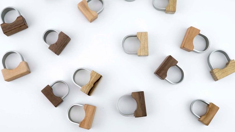 Large modern wooden summer ring, Made of African walnut wood and hypo allergenic anodized aluminium. image 4