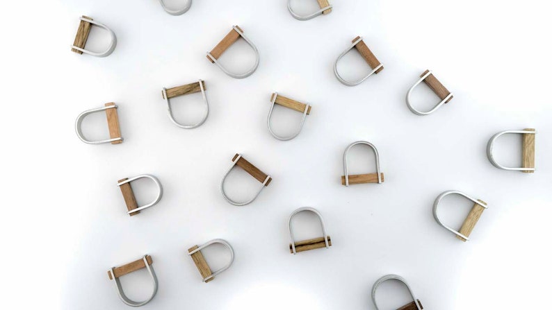 Contemporary fashion Walnut wooden bar ring, made of walnut wood and an aluminium band, unisex fashion. image 9