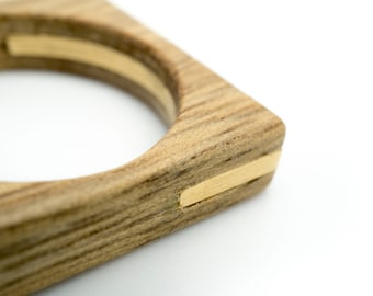 Open Square geometrical walnut Wood unisex ring, perfect architect gift.