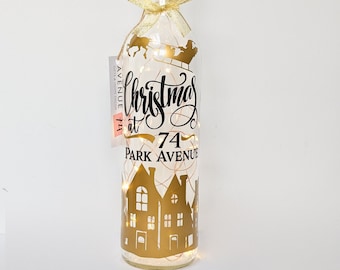 Personalised Christmas Bottle Light, Gold Festive Decor Decorations, Gift for Daughter Family, Fireplace Lights, Christmas at Home Ornament