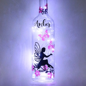 Personalised Fairy Gifts, Fairy Bottle Lamp, Name Gifts For Girls, Fairy Night Light, Custom Butterfly Gifts, Light Up Gifts, Pink Gifts