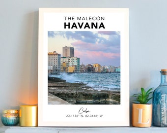 Havana The Malecon Print | Cuba Travel Poster | Gift Traveller | A3 A4 Unframed | Travel Photography | Bold Print Colourful Gallery Wall Art