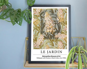 Le Jardin - Vintage Floral Botanical Print |  Antique Textile Pattern Artwork | Unframed A3 A4 Wall Decor | Reproduction Retro Gallery Wall