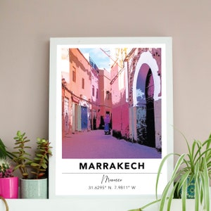 Marrakech Print Morocco Retro Travel Poster Gift Traveller Friend A3 A4 Digital Artwork Colourful Bold Travel Gallery Wall Art image 2